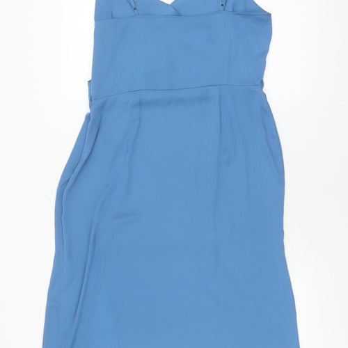 River Island Women Blue Hi-Low V-Neck Dress Size 14