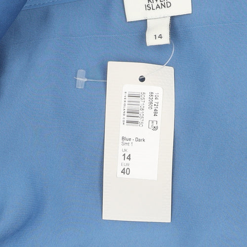 River Island Women Blue Hi-Low V-Neck Dress Size 14