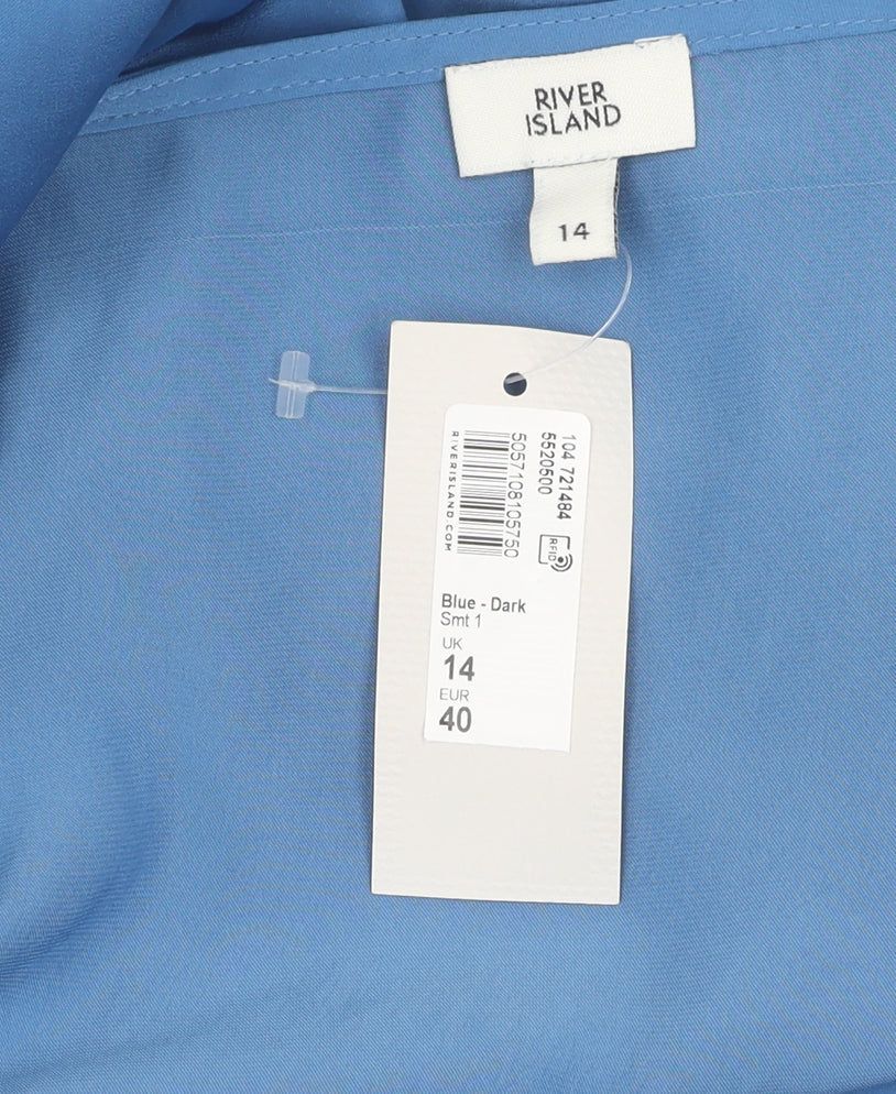 River Island Women Blue Hi-Low V-Neck Dress Size 14