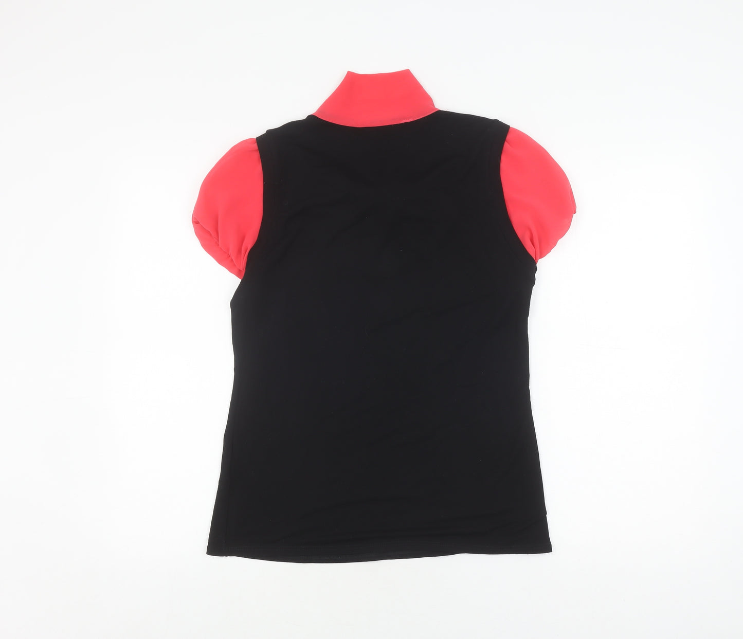 Marina Kaneva Women's Black Red Top, Size 12, Bow Accent
