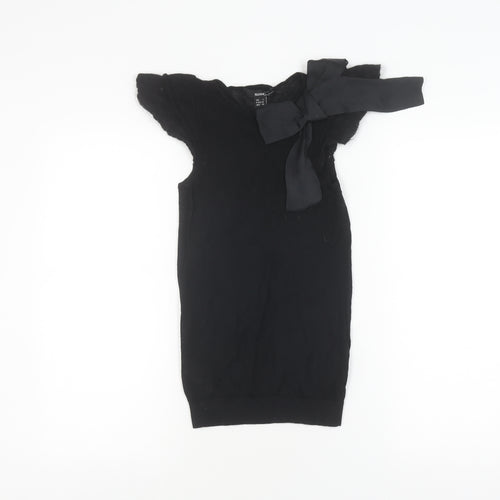 MNG Women's Black Sleeveless Top with Bow Accent
