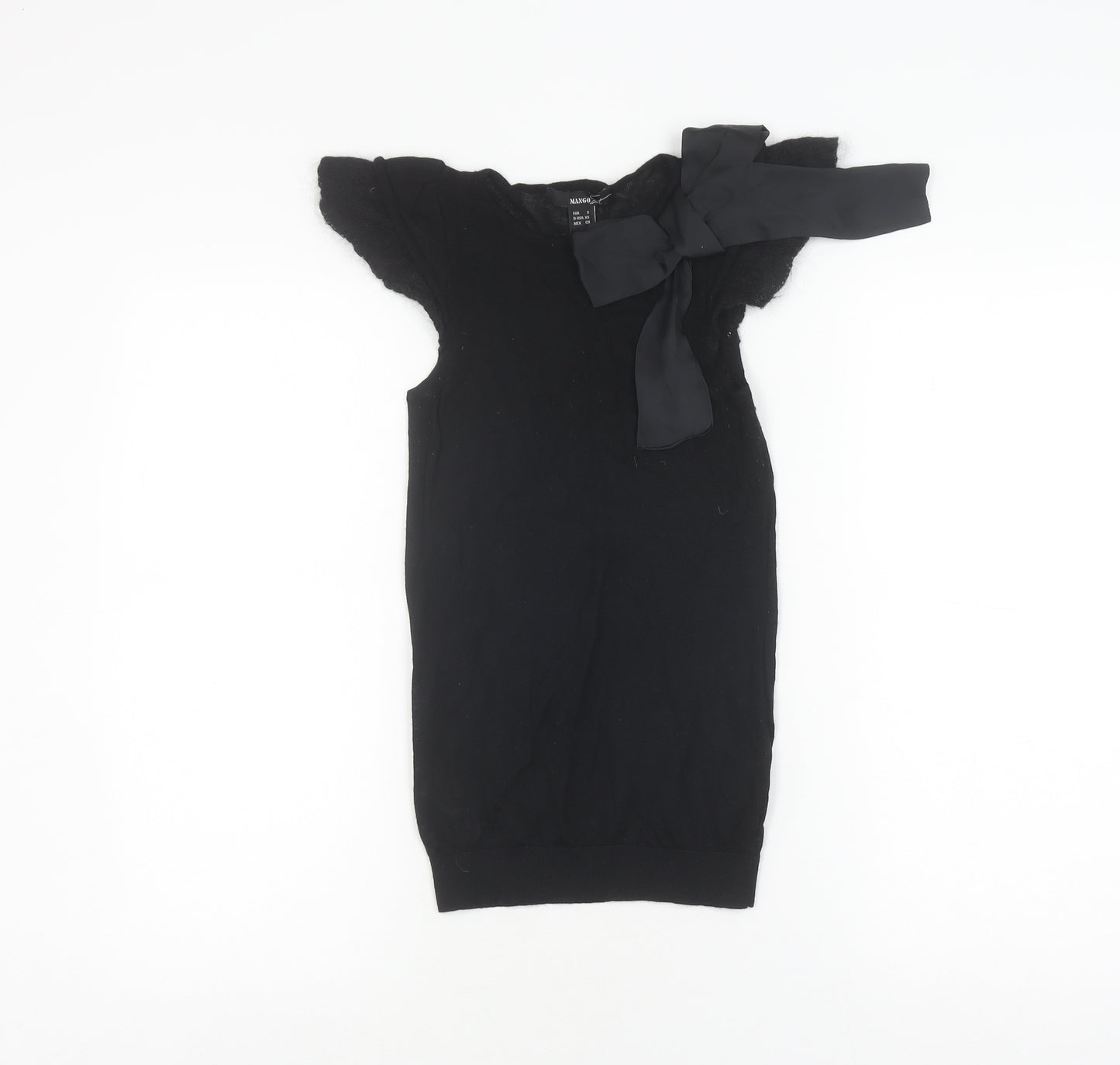 MNG Women's Black Sleeveless Top with Bow Accent