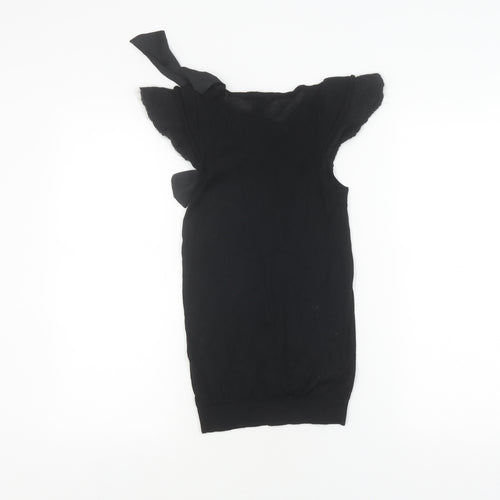 MNG Women's Black Sleeveless Top with Bow Accent