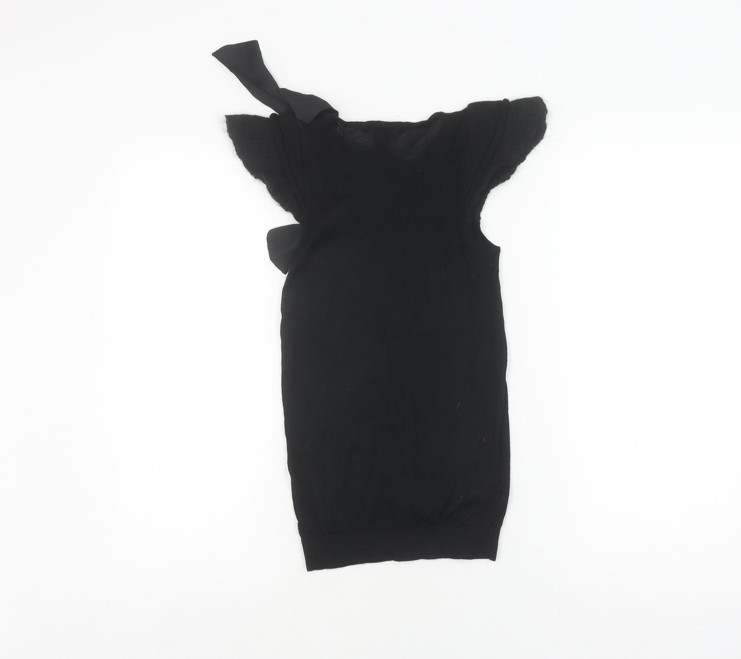 MNG Women's Black Sleeveless Top with Bow Accent
