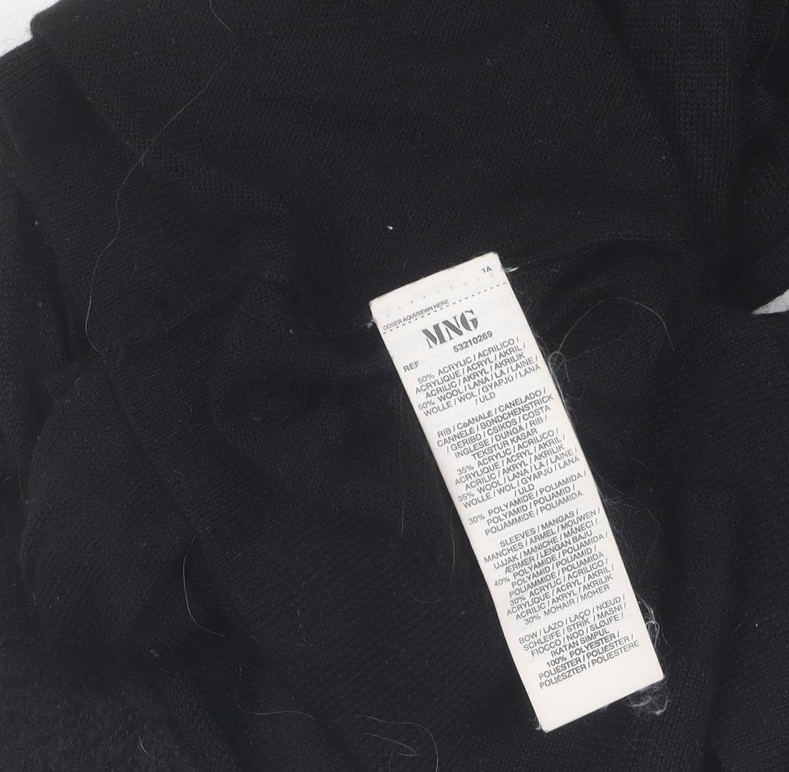 MNG Women's Black Sleeveless Top with Bow Accent