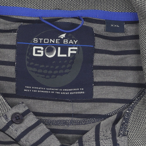 Stone Bay Men's Grey Striped XXL Golf Polo Shirt