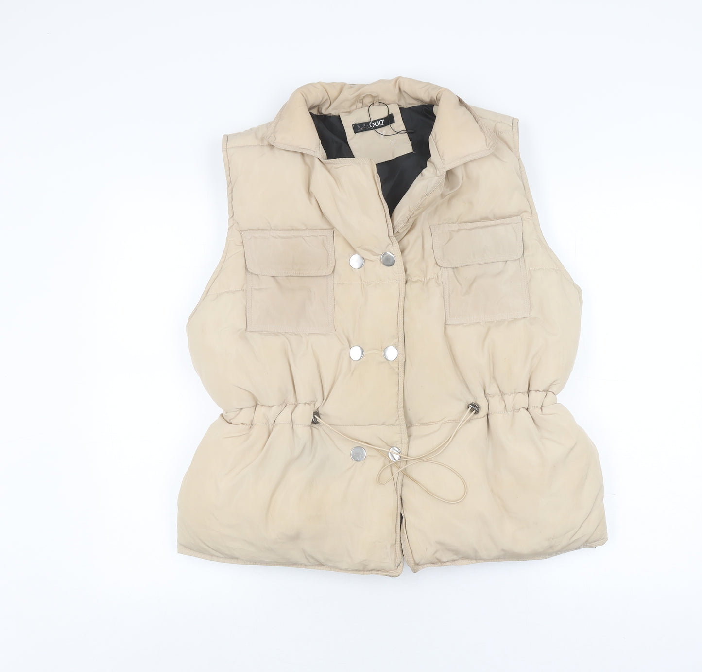 Quiz Women's Beige Waistcoat L Elastic Waist Casual