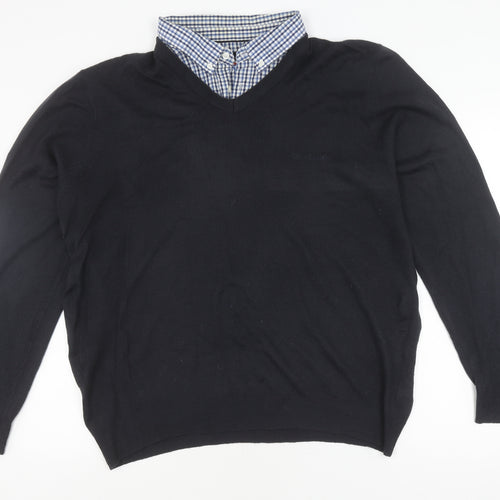 Pierre Cardin Men's Black V-Neck Pullover Jumper 2XL