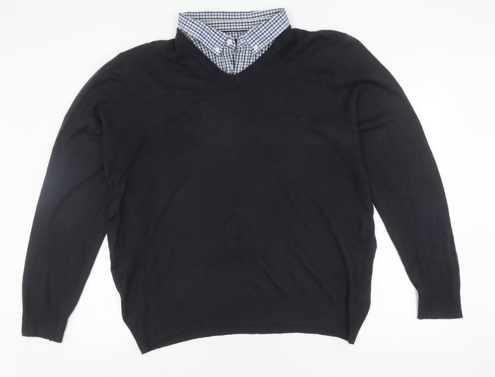 Pierre Cardin Men's Black V-Neck Pullover Jumper 2XL