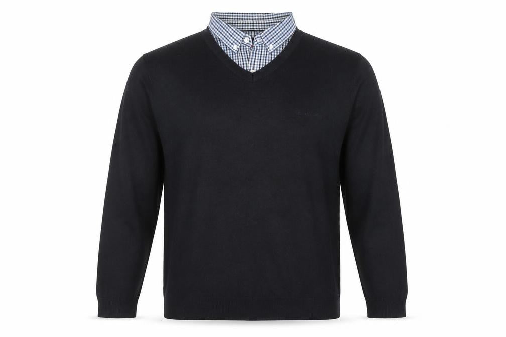 Front view of Pierre Cardin Men's Black V-Neck jumper 2XL