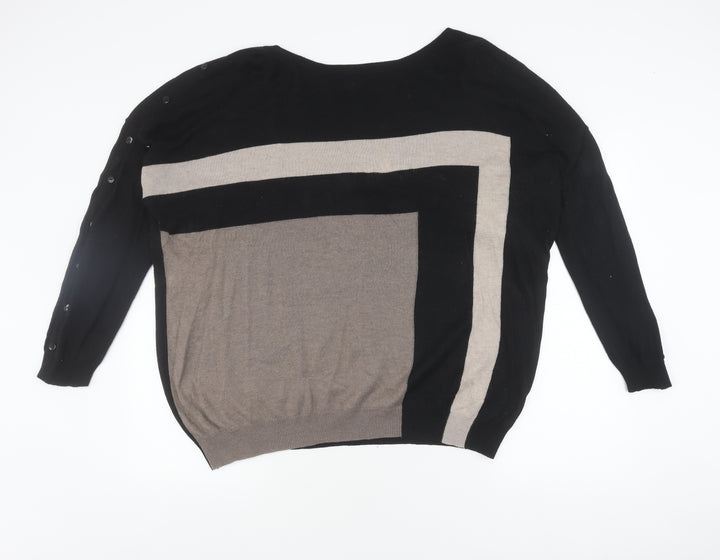 Wallis L Black Geometric Long Sleeve Jumper
