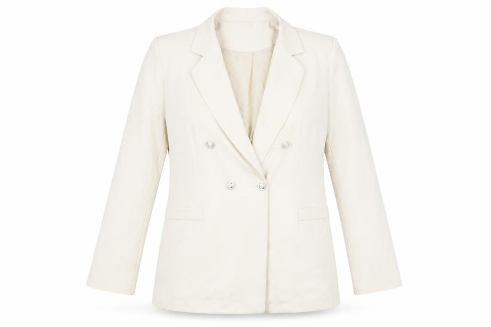 Front view of PRETTYLITTLETHING Women Ivory Blazer UK 14 Regular Fit