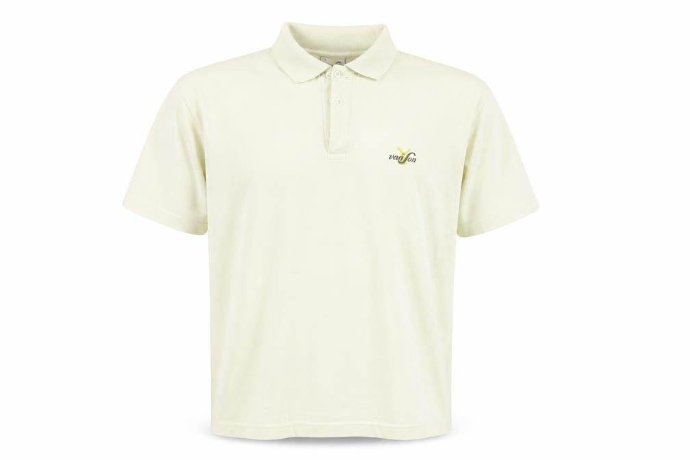 Front view of vanSon Men's White Polo Shirt XL Short Sleeve