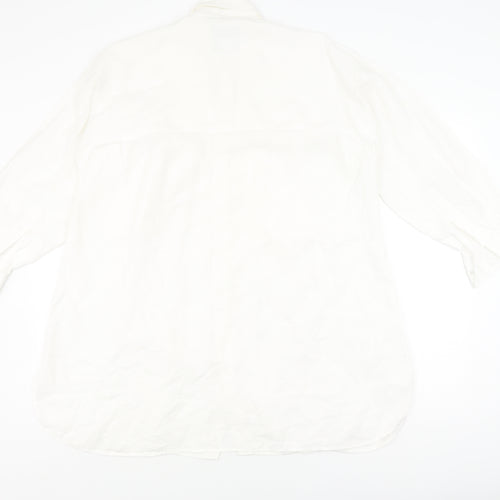 Warehouse Men's White Linen Long Sleeve Shirt L