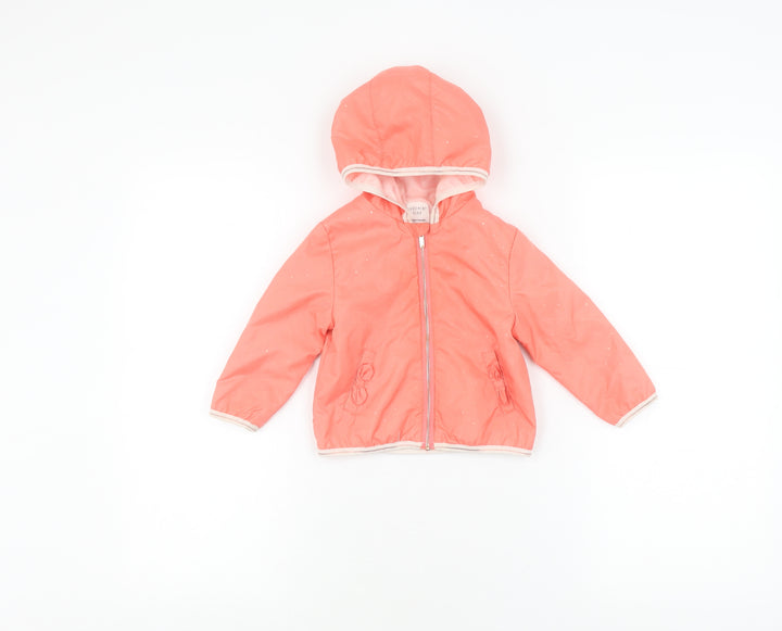 Carrément Beau Girls Pink Puffer Jacket 12-18 Months, Hooded