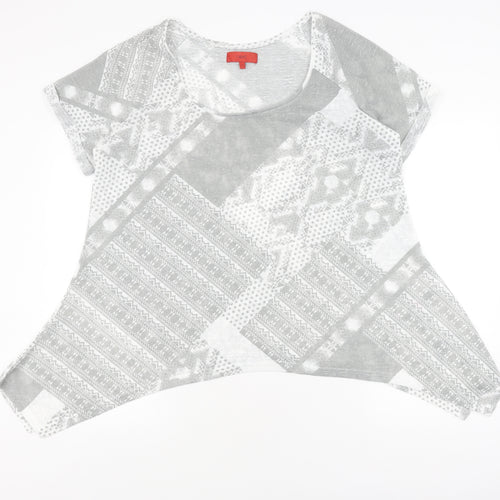 Next Women's Grey Geometric Top, Size 20, Relaxed Fit
