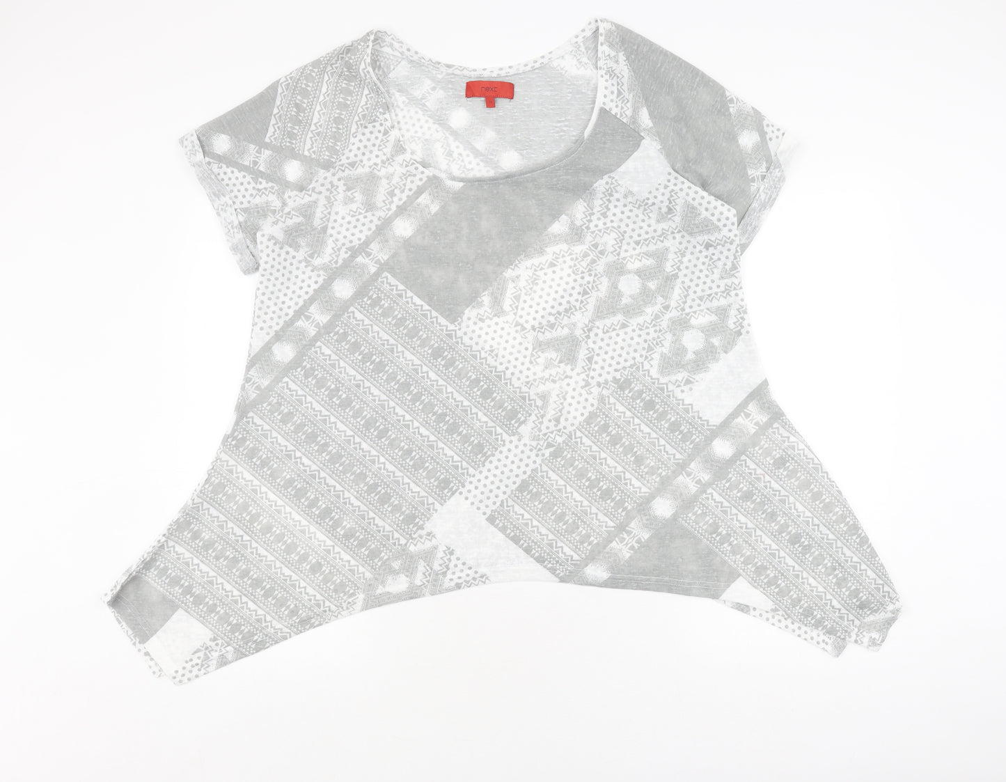 Next Women's Grey Geometric Top, Size 20, Relaxed Fit