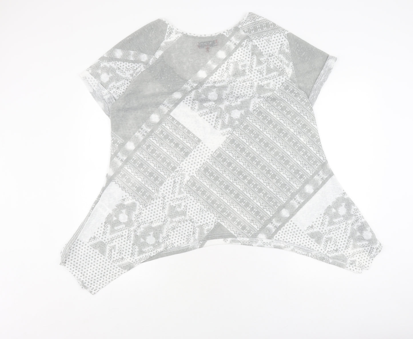 Next Women's Grey Geometric Top, Size 20, Relaxed Fit