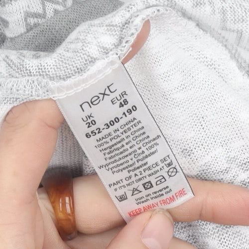 Next Women's Grey Geometric Top, Size 20, Relaxed Fit