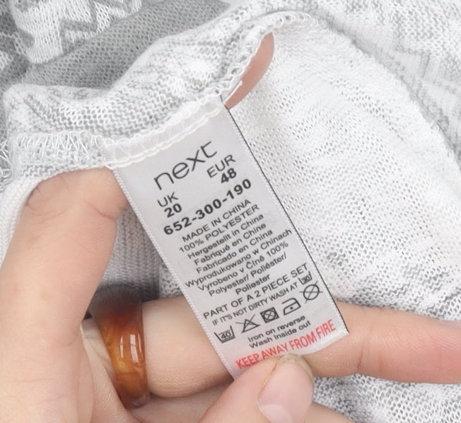 Next Women's Grey Geometric Top, Size 20, Relaxed Fit