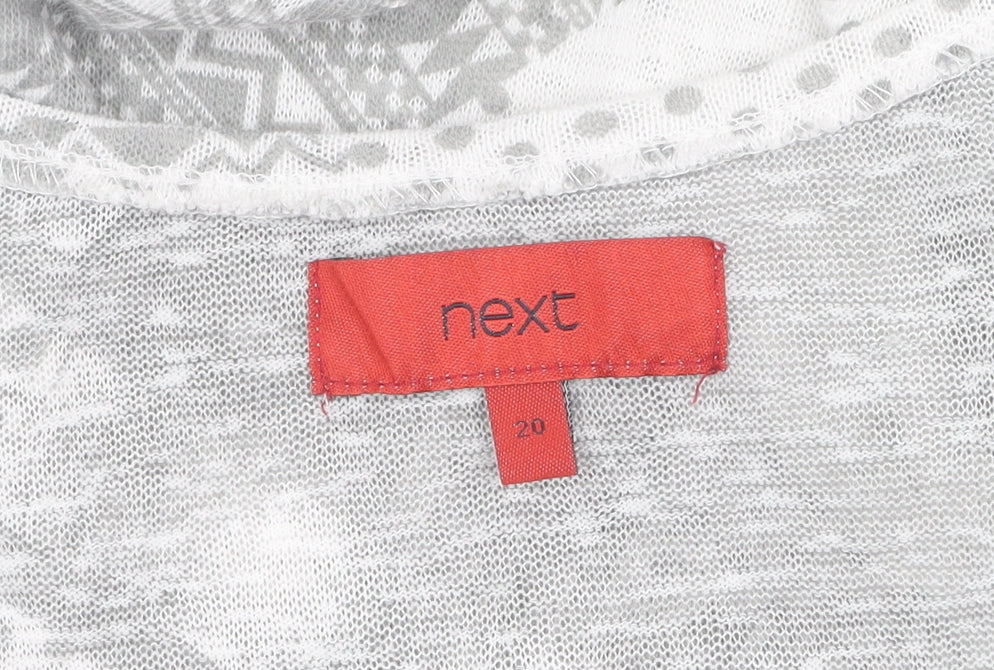 Next Women's Grey Geometric Top, Size 20, Relaxed Fit