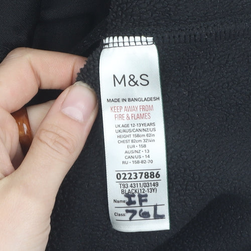 Marks and Spencer Black Girls Fleece Jacket 12-13 Years