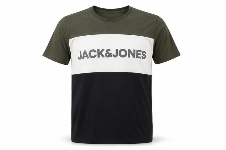 Jack & Jones Men's L Colourblock T-Shirt in Green, White, Black
