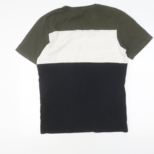 Jack & Jones Men's L Colourblock T-Shirt in Green, White, Black