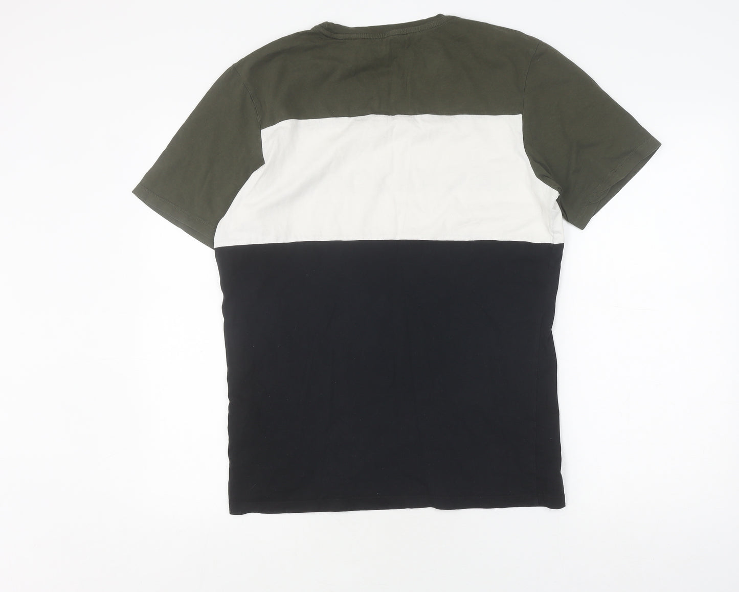Jack & Jones Men's L Colourblock T-Shirt in Green, White, Black
