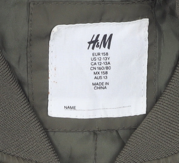 H&M Green Bomber Jacket for Girls 11-12 Years