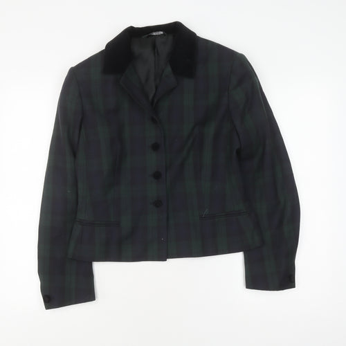 Marks and Spencer Women's Green Plaid Wool Blazer Size 12