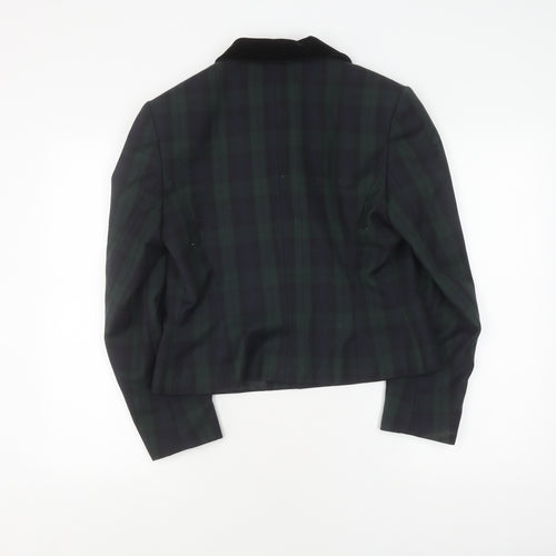 Marks and Spencer Women's Green Plaid Wool Blazer Size 12