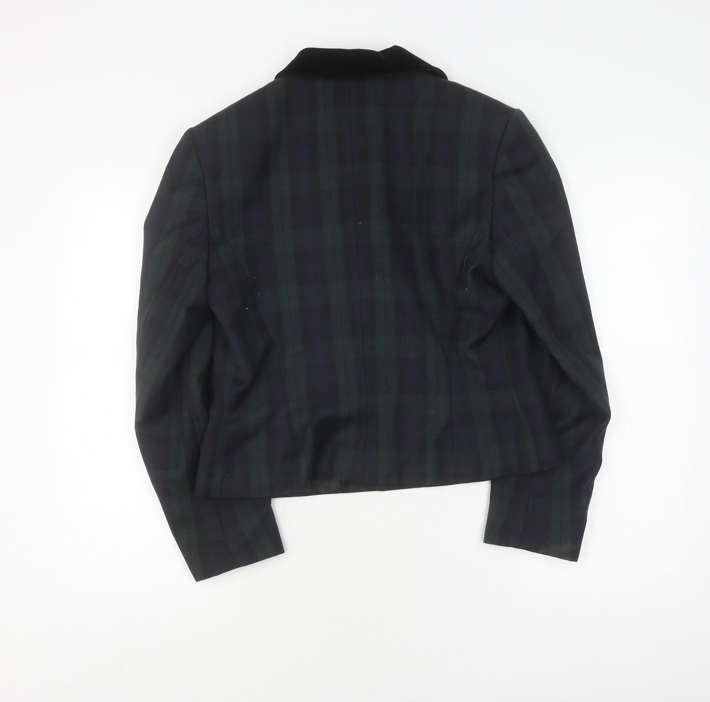 Marks and Spencer Women's Green Plaid Wool Blazer Size 12