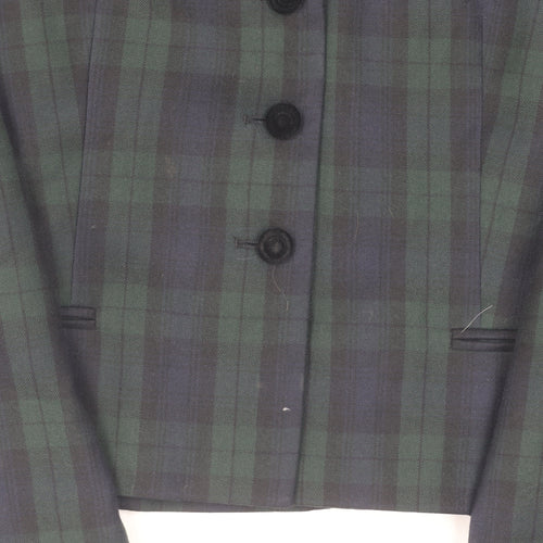 Marks and Spencer Women's Green Plaid Wool Blazer Size 12