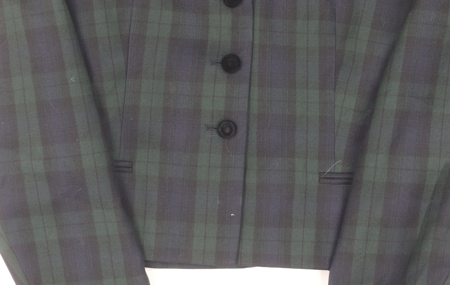 Marks and Spencer Women's Green Plaid Wool Blazer Size 12