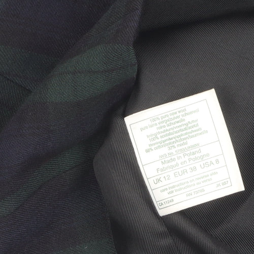 Marks and Spencer Women's Green Plaid Wool Blazer Size 12