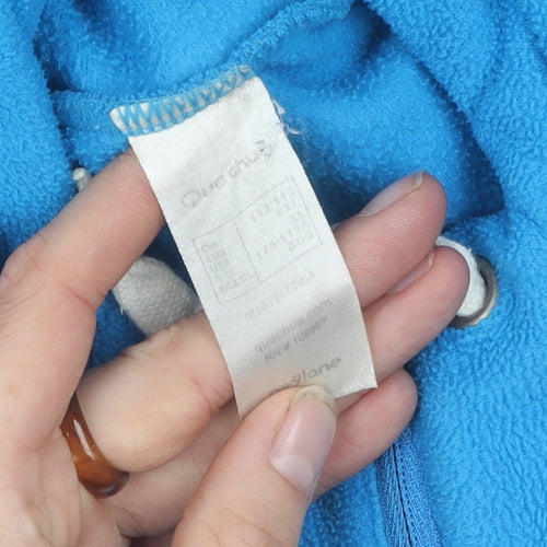 Quecha Blue Unisex Hoodie with Zip, Medium Size