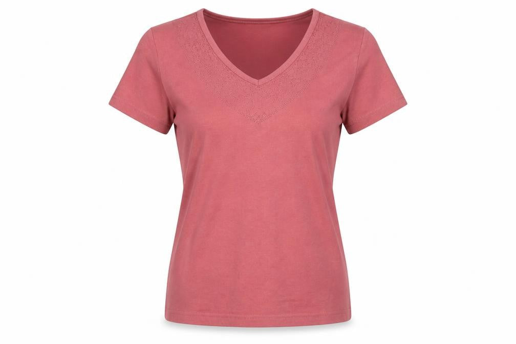 EWM Women's Red V-Neck Cotton T-Shirt Size 10-12