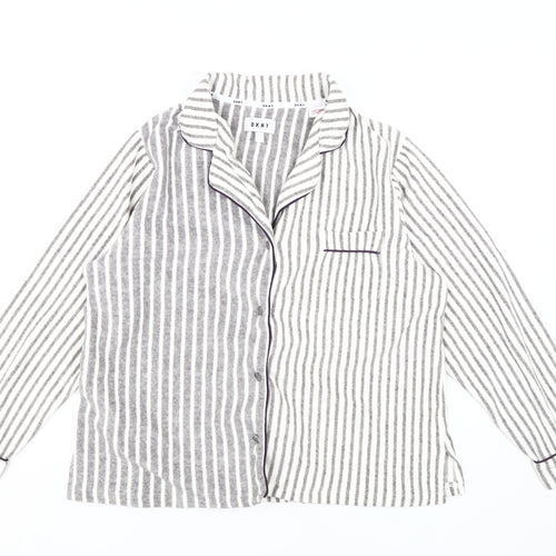 DKNY Women's Grey Striped Pyjama Top, Size L