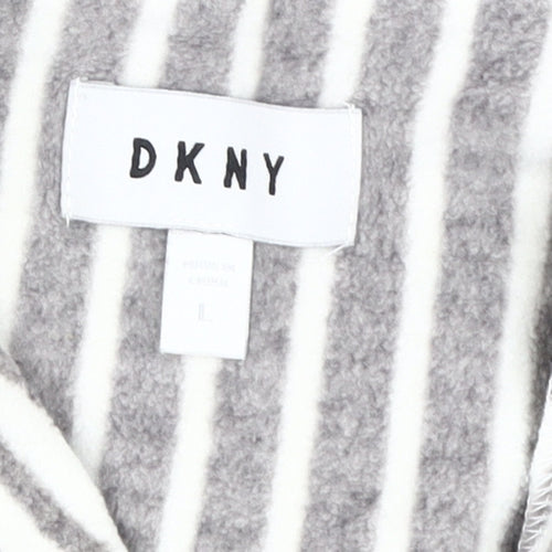 DKNY Women's Grey Striped Pyjama Top, Size L