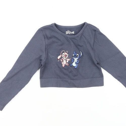 Primark Disney Stitch Women's Blue XS Cropped T-Shirt