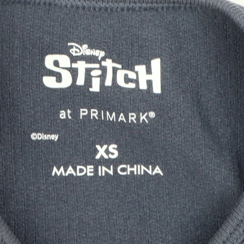 Primark Disney Stitch Women's Blue XS Cropped T-Shirt