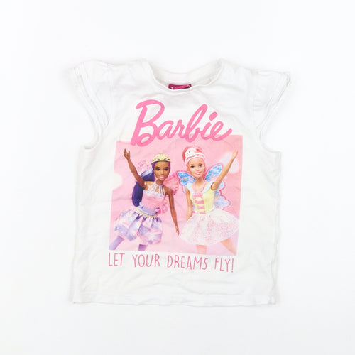 Barbie Girls White Graphic T-Shirt 3-4 Years