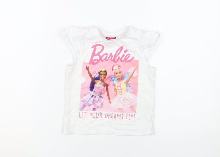 Barbie Girls White Graphic T-Shirt 3-4 Years
