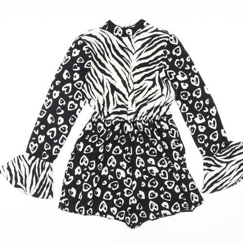 ASOS Women's Black White Animal Print Playsuit Size 8