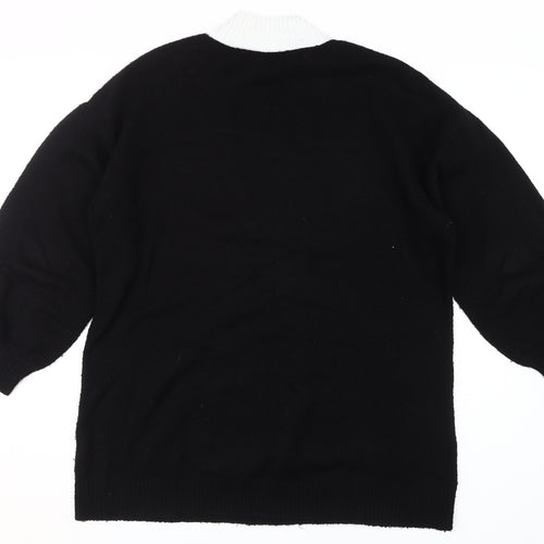 Roman Women's Black Beaded High Neck Pullover Jumper Size 16