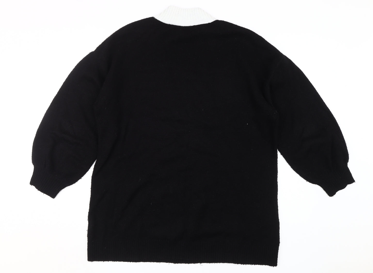 Roman Women's Black Beaded High Neck Pullover Jumper Size 16