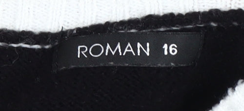 Roman Women's Black Beaded High Neck Pullover Jumper Size 16