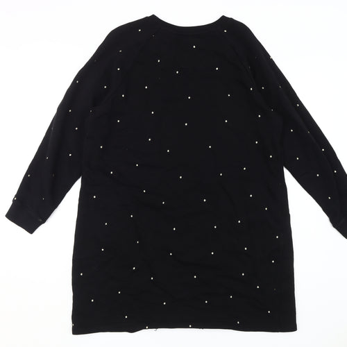 Fat Face Women's Black Long Sleeve Studded Dress