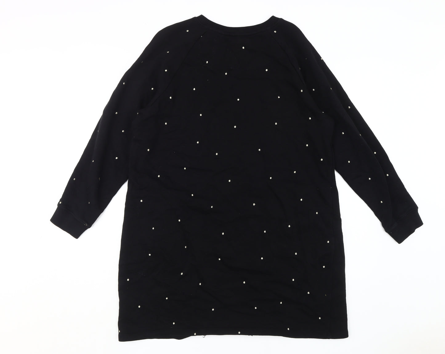 Fat Face Women's Black Long Sleeve Studded Dress